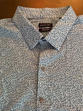 Zachary Prell Light Blue Leaf-Pattern Stretch Button-Down Shirt